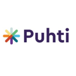 Puhti-yrityksen logo eli teksti ja värikäs tähti.